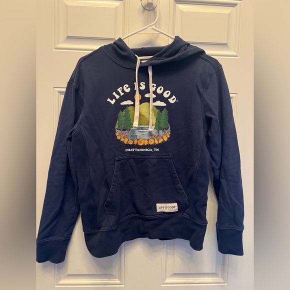 Life Is Good Camping Take It Outside Men’s Navy Blue Hoodie Size XS - Picture 2 of 6
